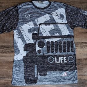 Jeep Life All Over Print Performance Tee Size XL in Black and Grey